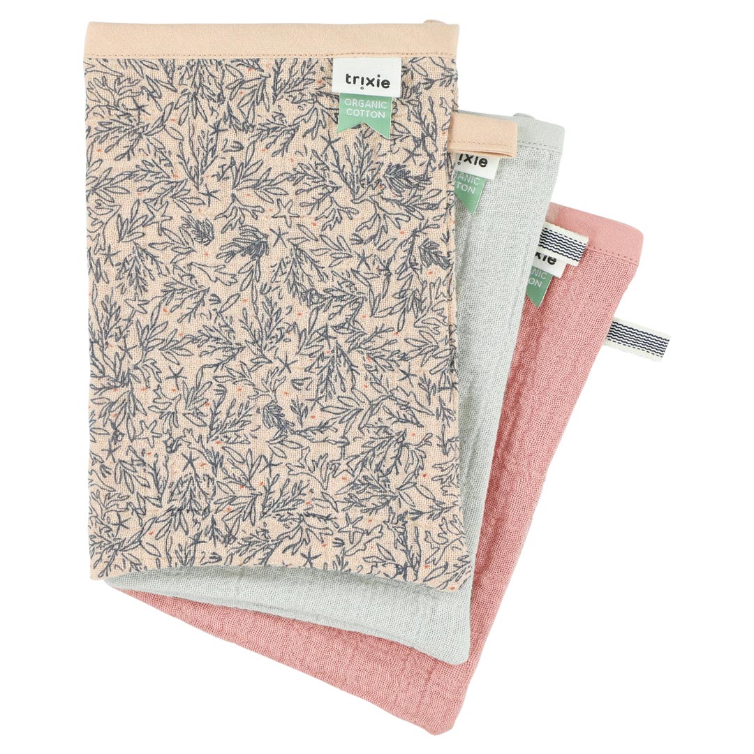 Manoplas muselina 3-pack mix - Lovely Leaves 